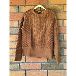 Burberry Brit Cable Knit Sweater Merino Wool | Copper Brown | Size XL Runs Small